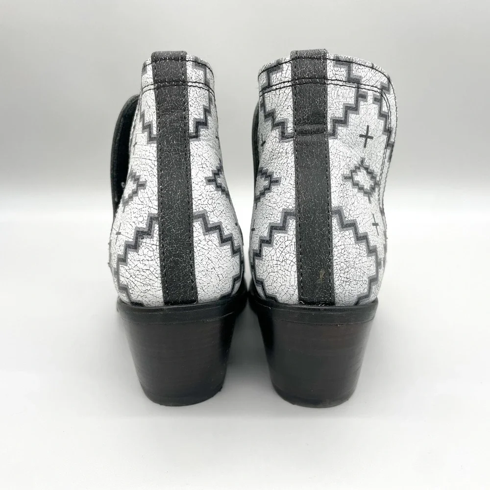 Ariat Pendleton Dixon Boots Womens 9B Black White Leather Western Aztec Festival